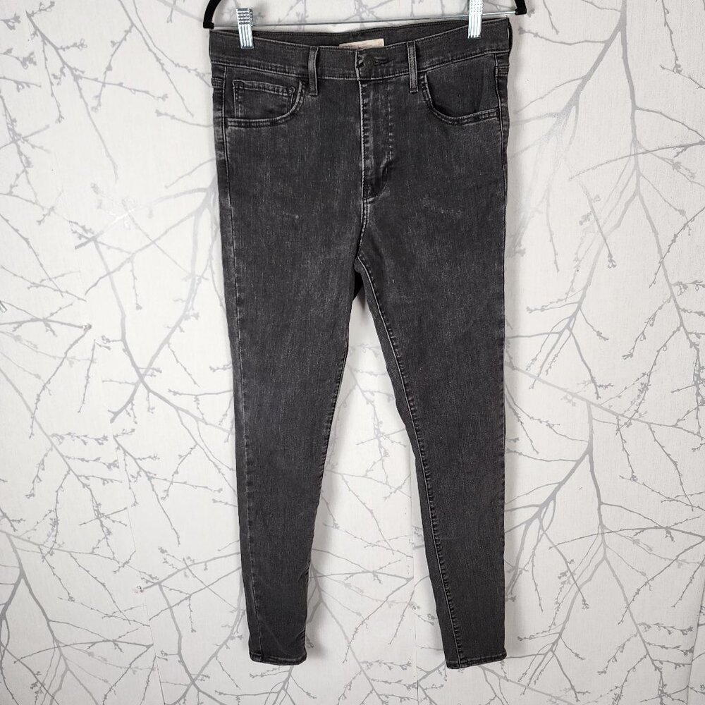 Levi's Black Gray Wash Stretch Denim 720 High Rise Super Skinny Jeans